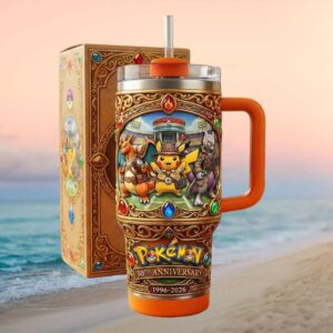 Pokémon 30th Anniversary Gold Embossed Pikachu & Charizard Deluxe Tumbler