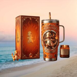 Pokemon Charmander Ignite the Spark Fire Type Orange Gemstone Tumbler