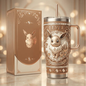 Pokemon Eevee Endless Potential 3D Inflated Rose Gold Tumbler