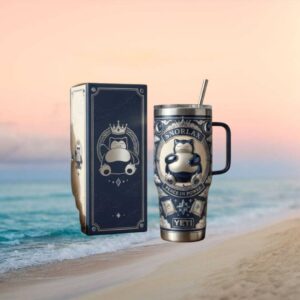 Pokemon Snorlax Peace In Power Sleeping Blue Royal Crown Tumbler