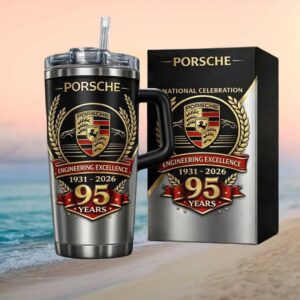 Porsche 95 Years Engineering Excellence Anniversary Silver & Black Tumbler