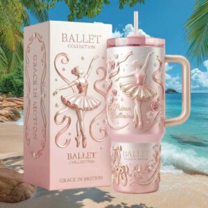 Prima Ballerina “Grace in Motion” Pink 3D Embossed Ballet Collection Tumbler