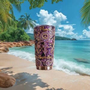 Prince Purple Rain Mosaic Peace Sign Luxury Gemstone Tumbler
