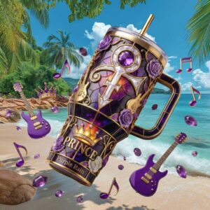 Prince Purple Rain Symbol 3D Stained Glass Guitar Tribute Tumbler