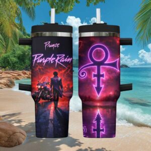 Prince Purple Rain Tribute Artist Symbol Motorcycle Scene 40oz Tumbler