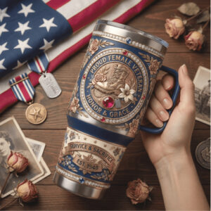 Proud Female Veteran Honor & Grace Service and Sacrifice Tumbler