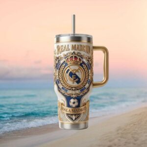 Real Madrid CF Hala Madrid Royal White & Gold Limited Edition Fan Tumbler