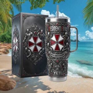 Resident Evil Umbrella Corp 30th Anniversary 3D Embossed Yeti Tumbler
