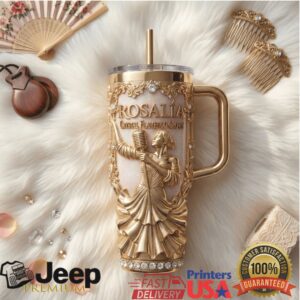 Rosalía “Crystal Flamenco Crown” Limited Edition 3D Gold Embossed Tumbler