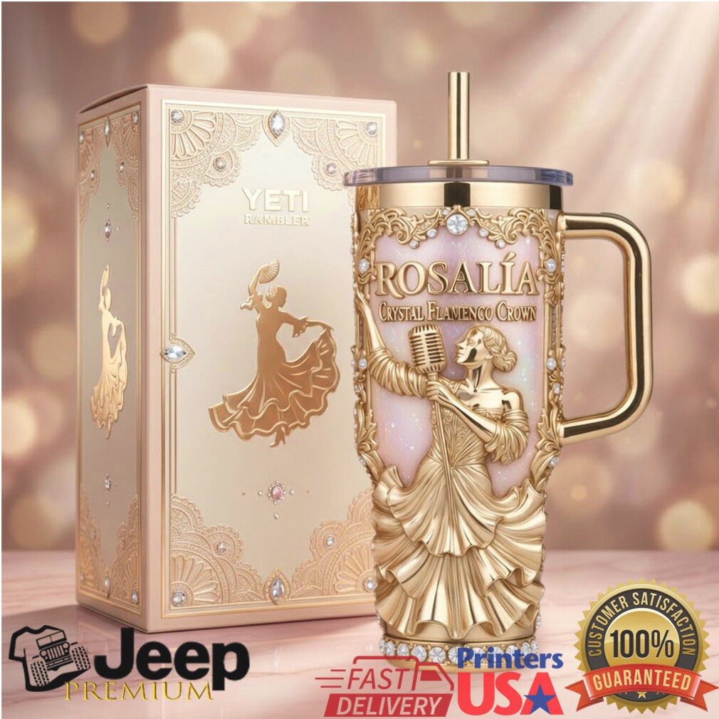 Rosalía “Crystal Flamenco Crown” Limited Edition 3D Gold Embossed Tumbler Rosalía “Crystal Flamenco Crown” Limited Edition 3D Gold Embossed Tumbler