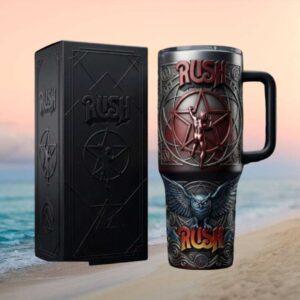 Rush Starman and Fly By Night Owl Matte Black 3D Embossed Tumbler