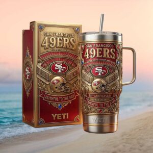San Francisco 49ers 80th Anniversary 1946 2026 3D Embossed Yeti Tumbler