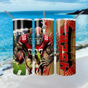San Francisco 49ers Skeleton Football Player Custom Tumbler Wrap