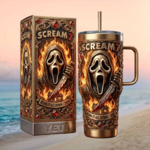 Scream 7 Ghostface Burn It All Down 2026 Horror Movie 40oz Tumbler