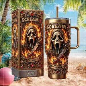 Scream 7 Ghostface Burn It All Down 2026 Limited Edition Gold 40oz Tumbler