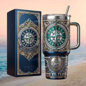 Seattle Mariners “True To The Blue” Luxury Compass Logo 3D Embossed Tumbler