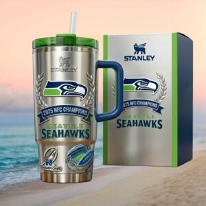 Seattle Seahawks 2025 NFC Champions 3D Embossed Stanley Tumbler Tumbler