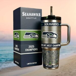 Seattle Seahawks 2025 NFC West Champions Limited Edition 40oz Tumbler with Handle