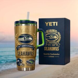 Seattle Seahawks 50th Anniversary 1976 2026 Gold Edition Insulated Tumbler