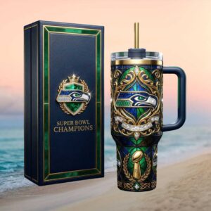Seattle Seahawks Super Bowl Champions Stained Glass Aesthetic 40oz Tumbler