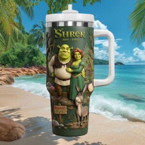 Shrek and Fiona 25th Anniversary Embossed Tumbler with Straw