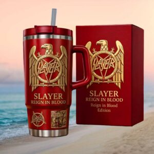 Slayer “Reign In Blood” Edition Heavy Metal Collectible 40oz Insulated Tumbler with Handle