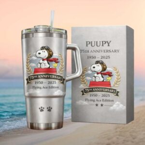 Snoopy Flying Ace 75th Anniversary 1950 2025 Collector's 40oz Tumbler