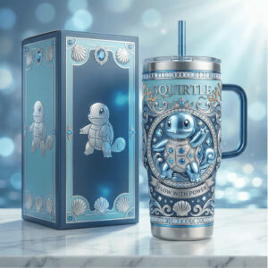 Squirtle Pokemon Flow With Power 40oz Embossed Insulated Tumbler