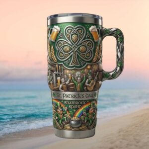 St. Patrick's Day Shamrock Spirit Leprechaun 40oz Insulated Beer Tumbler