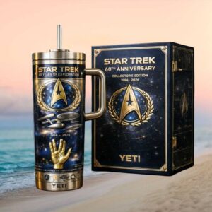 Star Trek 60th Anniversary 60 Years of Exploration Gold Insignia Tumbler