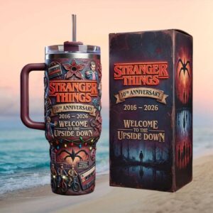 Stranger Things 10th Anniversary 2016 2026 Upside Down 40oz Tumbler