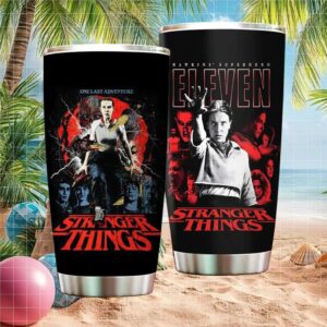 Stranger Things Hawkins' Superhero Eleven “One Last Adventure” Black Matte Tumbler
