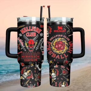 Stranger Things Hellfire Club 40oz Tumbler Fireball Him Stanley Style Travel Tumbler