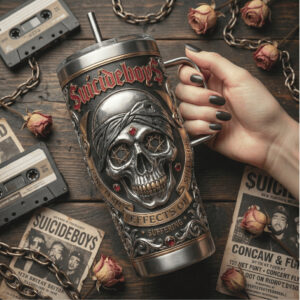 SuicideBoys “Effects of Suffering” Skull 3D Engraved Stainless Steel Tumbler