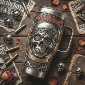 SuicideBoys “Effects of Suffering” Skull 3D Engraved Stainless Steel Tumbler