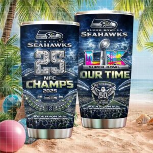 Super Bowl LX Seattle Seahawks 2025 NFC Champs “Our Time” Tribute Tumbler