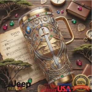 TOTO “Africa” Hold The Line Gold 3D Sculpted Band Tribute 40oz Tumbler