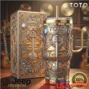TOTO “Africa” Hold The Line Gold 3D Sculpted Band Tribute 40oz Tumbler