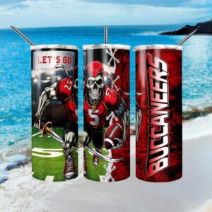 Tampa Bay Buccaneers Skull Pirate Football Tumbler Wrap