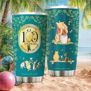 Teal Winnie the Pooh 100 Years Celebration Friends Gathering Anniversary Tumbler