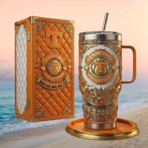 Tennessee Volunteers “One Fly We All Fly” 3D Quilted Leather Style Tumbler