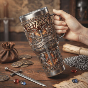 Testament “Over The Wall” Heavy Metal 40oz Tumbler with Handle