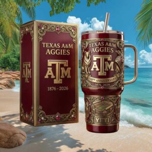 Texas A&M Aggies 150th Anniversary 1876 2026 3D Commemorative Yeti Tumbler