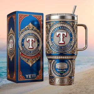 Texas Rangers MLB Champions Collection Globe Life Field 40oz Blue Tumbler