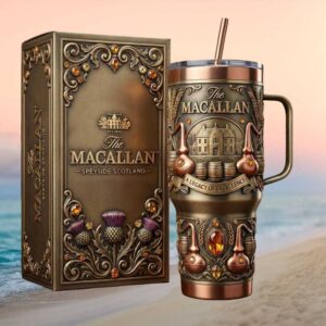 The Macallan Highland Single Malt Whisky 3D Embossed Collector Tumbler with Gift Box
