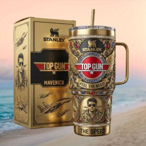 Top Gun Maverick “Feel The Need For Speed” 3D Gold Aviator Tumbler
