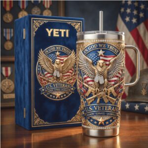 U.S. Veteran In God We Trust Patriotic 3D Sculpted Honor Tumbler