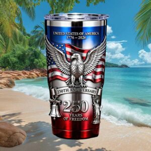 USA 250th Anniversary Patriotic Eagle and Liberty Bell 3D Tumbler