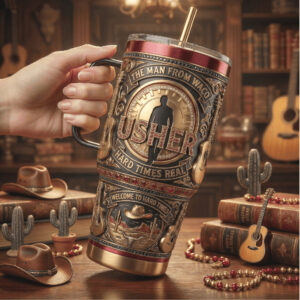 Usher The Man From Waco Hard Times Real Country Blue 40oz Tumbler