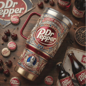 Vintage Dr Pepper King of Beverages 40oz Tumbler Embossed Design